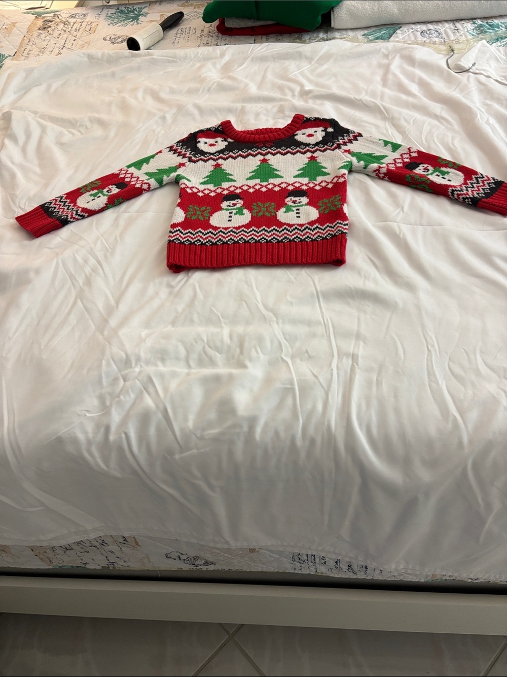 Holiday Time Red, White & Green Snowman Kids Pajama Top